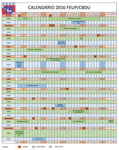 CALENDÁRIO FEUP 2016