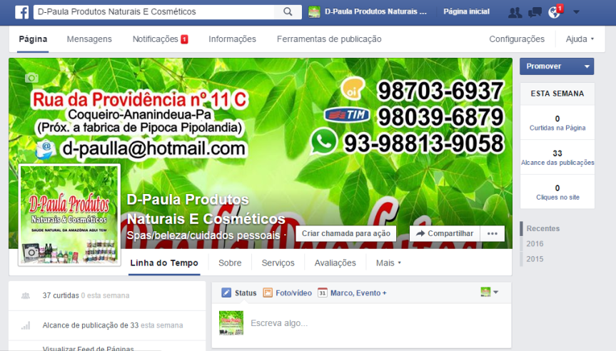 FANPAGE D´PAULA PRODUTOS&nbsp;NATURAIS