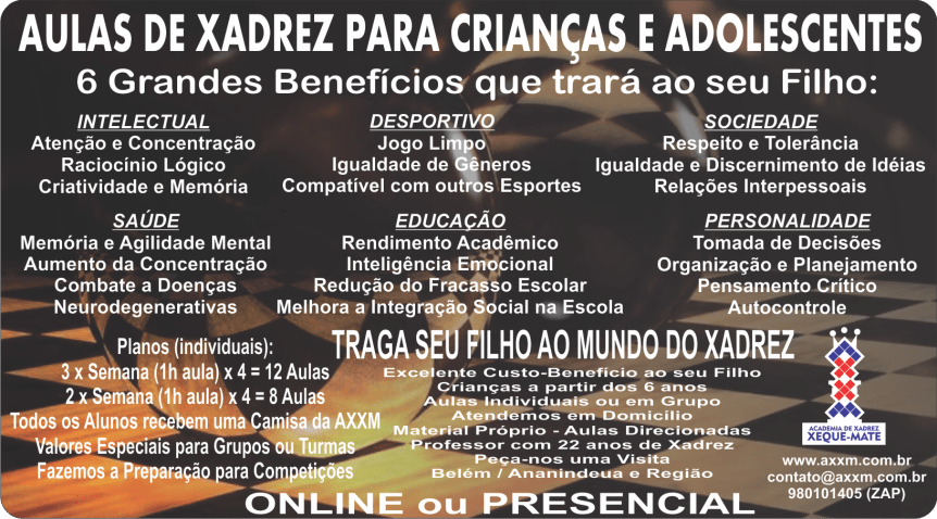 AULAS DE XADREZ PARA CRIANÇAS E&nbsp;ADOLESCENTES