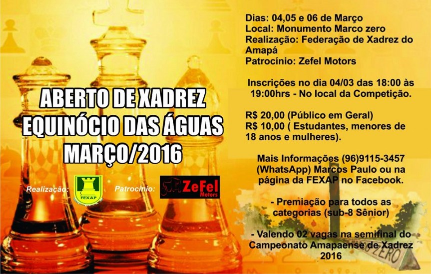 ABERTO DE XADREZ EQUINÓCIO DAS ÁGUAS – FEXAP – MACAPA/AP – RODADA&nbsp;03