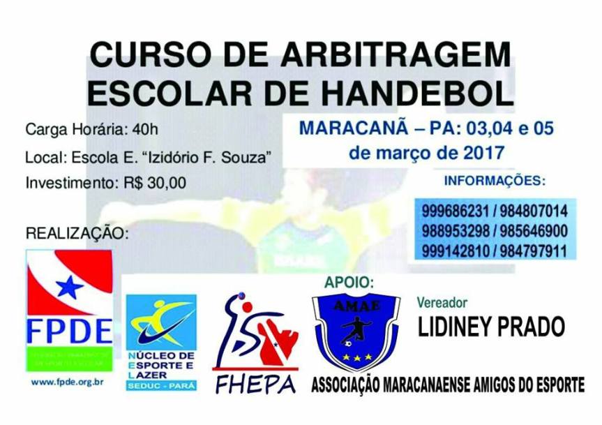 CURSO DE ARBITRAGEM ESCOLAR DE&nbsp;HANDEBOL