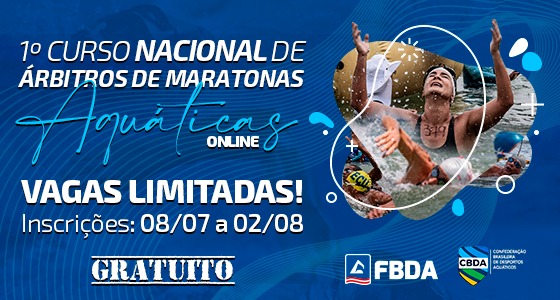 INSCRIÇÕES ABERTAS PARA O I CURSO NACIONAL DE ÁRBITROS DE MARATONAS AQUÁTICAS&nbsp;ONLINE