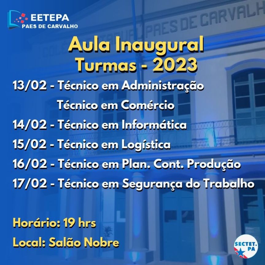 AULAS INAUGURAIS EETEPA PAES DE&nbsp;CARVALHO